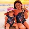 thumbnail image 4 of Grblisyd 4th of July Girls Swimsuit American Flag Crew Neck Flutter Sleeve Swimwear Beach Quick Dry Independence Day Bathing Suit for Kids 7-8 Years, 4 of 6