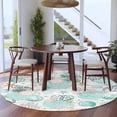thumbnail image 4 of Turquoise Coral Conch Round Living Room Rugs 6 ft, Starfish Turtle Shell Wood Grain Washable Area Rug with Non-Slip Sturdy Edge Binding Round Carpet for Kitchen Office Bedroom, 4 of 9