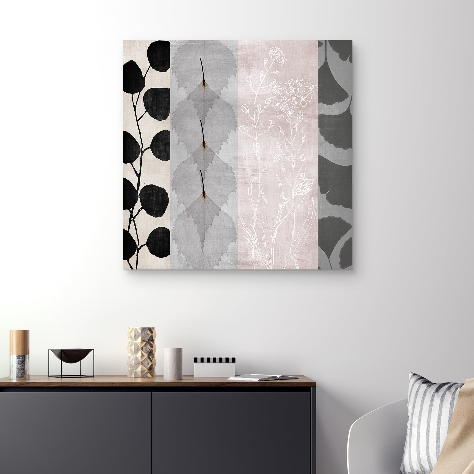 Nikki Chu Botanical Blush Abstract Canvas Art Print, 35" x 35", by Nikki Chu
