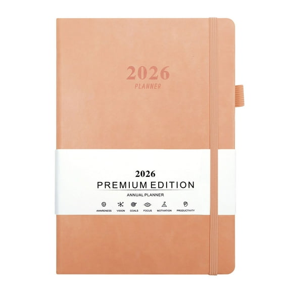 Elainilye 2026 Planner, Weekly Monthly Planning Book with Elastic Band, Hard Cover Calendar Planner, Stylish Design - A5 (6.3" x 8.4") 2026 Year, G