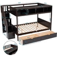 thumbnail image 2 of Solid Wood Twin Over Full Floor Bunk Beds with Two Drawers and Staircase, Bed with Shelfs, Storage Staircase and 2 Drawers, Reinforced Structure for Teens, 2 of 6