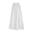 thumbnail image 1 of Faithtur Women's Tiered Long Skirts Drawstring Elastic Waist Solid Color Ruched Midi Skirts Side Split Skirts, 1 of 9