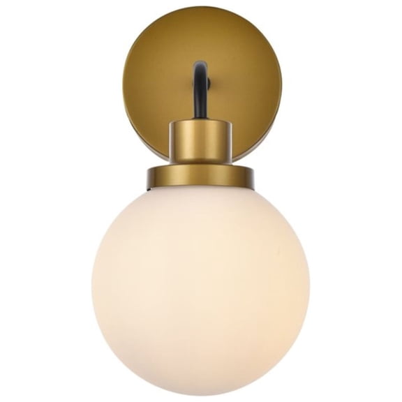 Hanson 1 light bath sconce in black with brass with frosted shade