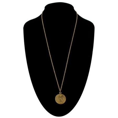 Gold Coin Necklace - Unisex Gold Tone Jewish Star of David Coin Charm Pendant Necklace Long 24