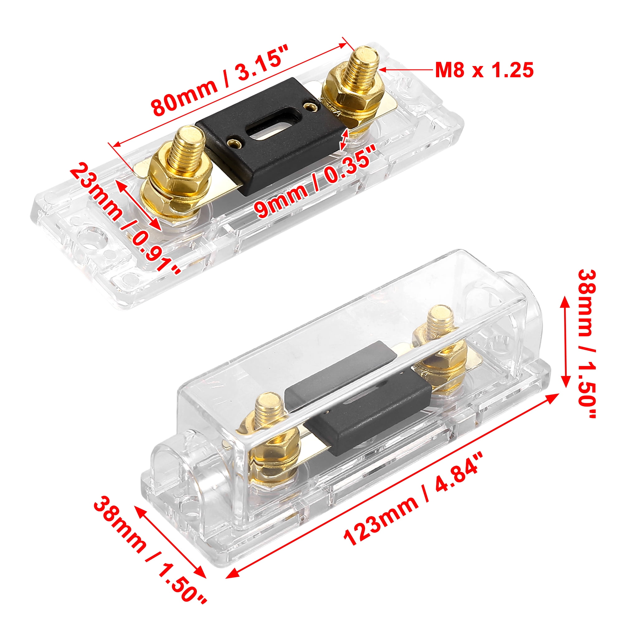 4pcs 0/2/4 Gauge Inline ANL Fuse Holder Clear Fuse Block Box with 250A Fuse