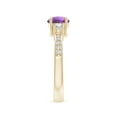 thumbnail image 3 of ANGARA Natural Classic Three Stone Amethyst and Diamond Ring in 14K Yellow Gold for Women (Size-6mm) | February Birthstone, Birthday, Anniversary, Jewelry Gift for Women | Natural Amethyst Ring, 3 of 9