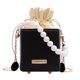 thumbnail image 2 of Bolso Hombro Con Caja Cuadrada para Mujer Cadena Perlas PU Minibolso Con Cordón (negro), 2 of 9