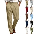 thumbnail image 7 of Moocorvic Mens Pleated Dress Pants, Relaxed Fit Classic Straight Leg, Cuffed Hem Business Casual Trousers,Gray, 7 of 7