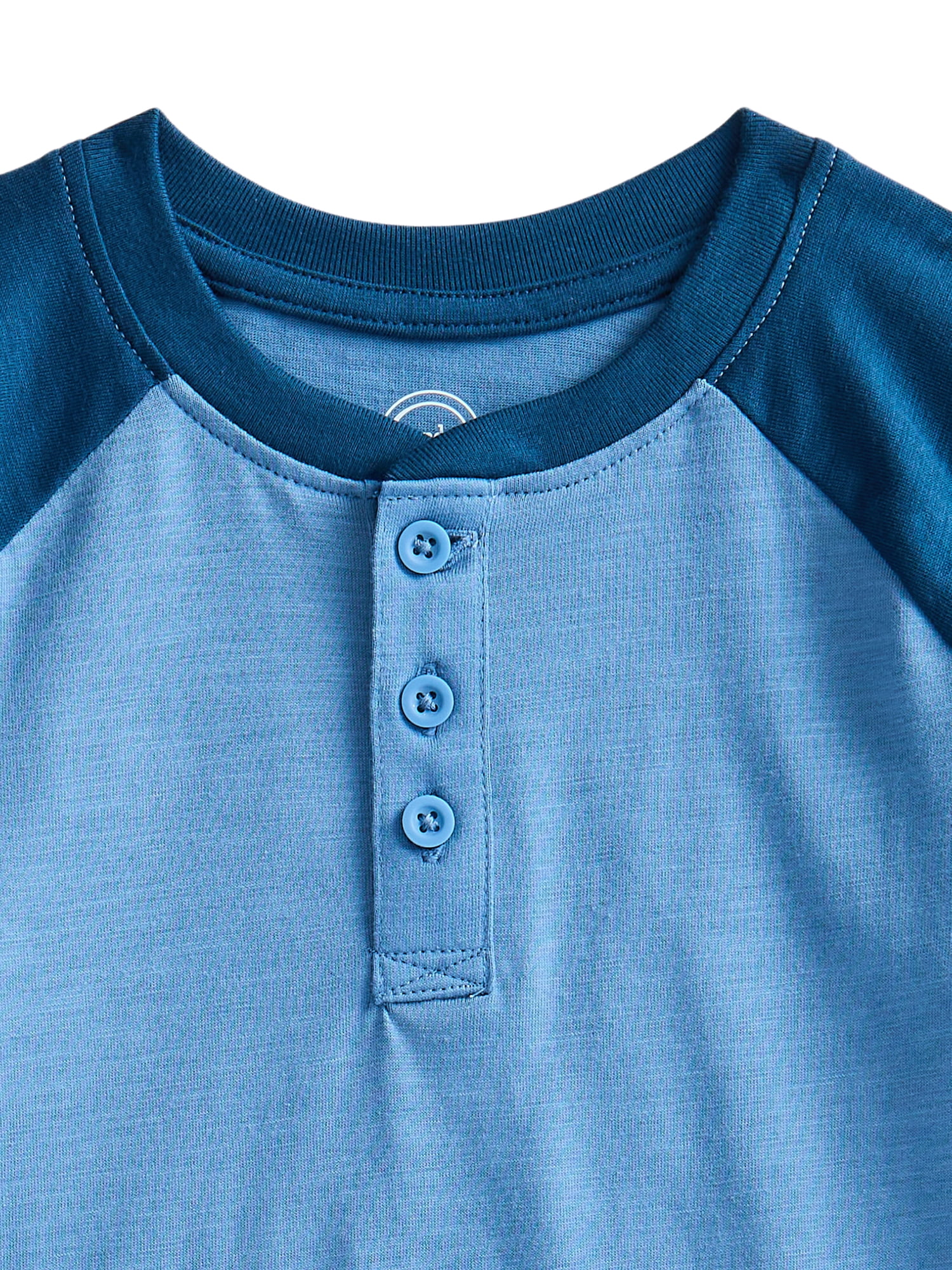 Wonder Nation Boys Raglan Henley T-Shirt with Short Sleeves, Sizes 4–18 & Husky