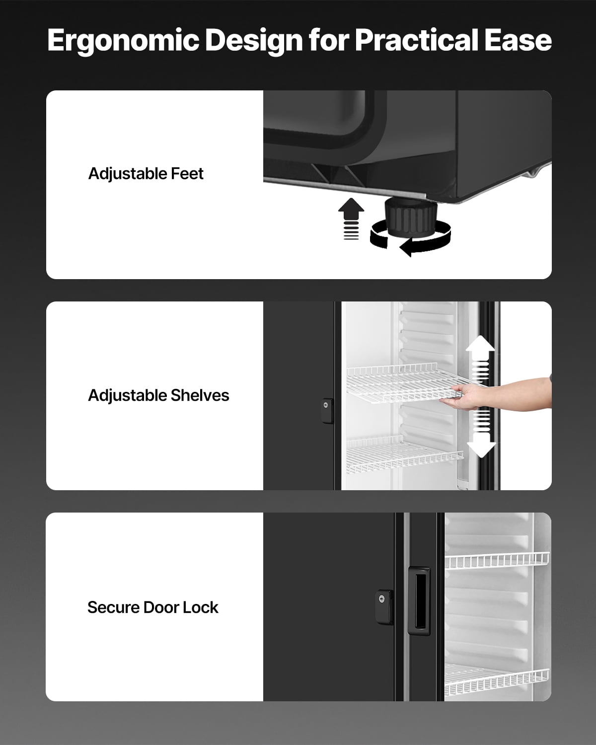 VEVOR Commercial Merchandiser Refrigerator, 6.9 CU.FT Glass Door Display Refrigerator, Beverage Refrigerator Cooler Merchandiser with Adjustable Shelves,Soft LED Light,Customizable Lightbox,Black