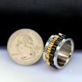thumbnail image 6 of Fashion Black Gold Two Tone Gear Spinner Rings for Mens Stainless Statement Rings for Dad Boyfriend Birthday (Size 8), 6 of 7