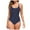 Blue, variant on Women's Retro 80s/90s High Cut Low Back One Piece Swimsuits Bathing Suits (Black, S)