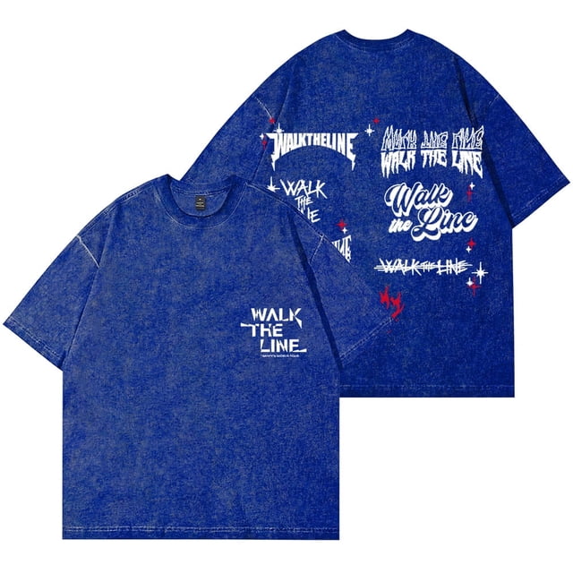 ENHYPEN Walk The Line World Tour Wash Camisetas Mujeres Hombres Algodón Cuello Redondo Camiseta de Manga Corta,1,L