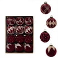 thumbnail image 6 of Flocked Christmas Ball Ornaments Set of 12, Textured Xmas Tree Baubles, Hanging Holiday Decorations for Tree Wreath Home Party Decor - Wine, 6 of 7