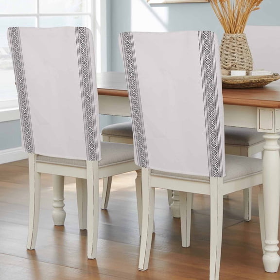 Vintage Boho Dining Chair Back Cover Only, Farmhouse Black Set of 4 Chair Back Covers, Removable Washable for Dining Room, Banquet & Holiday Decoration