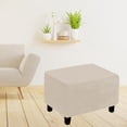 thumbnail image 3 of GUOOL Rectangle Footstool Slipcover Removable Protector Furniture Protect Series Decoration Flexible Stretchable Beige, 3 of 9