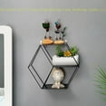 thumbnail image 4 of Estantes flotantes de pared, estantes nórdicos de hierro forjado con rejilla hexagonal para pared negro, 4 of 8