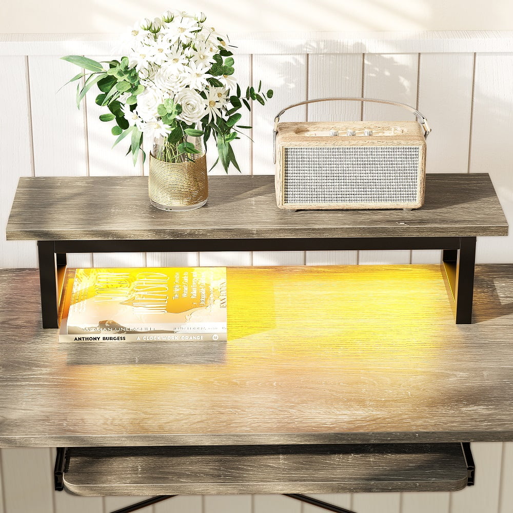 Buy Bestier 55 inch LShaped Computer Desk with Keyboard Tray & LED