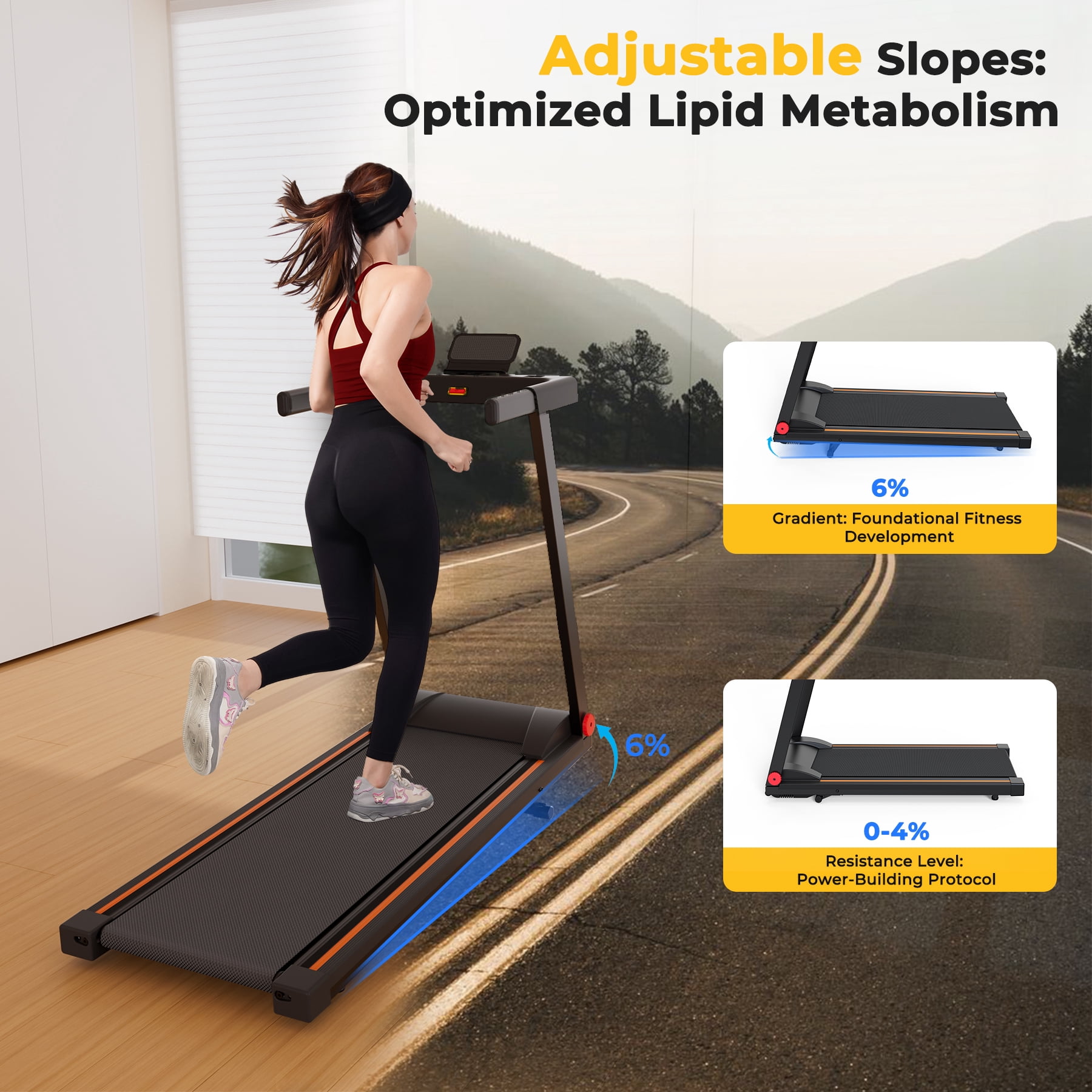 SSPHPPLIE Folding Treadmill with 6% Incline for Home,300 LBS Capacity, 3 HP,0.6-7.5MPH,Easy Assembly for Small Space