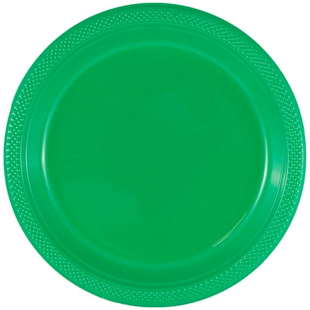 JAM Paper Bulk Round Plastic Party Plates, Green, 200/Box, Medium, 9"