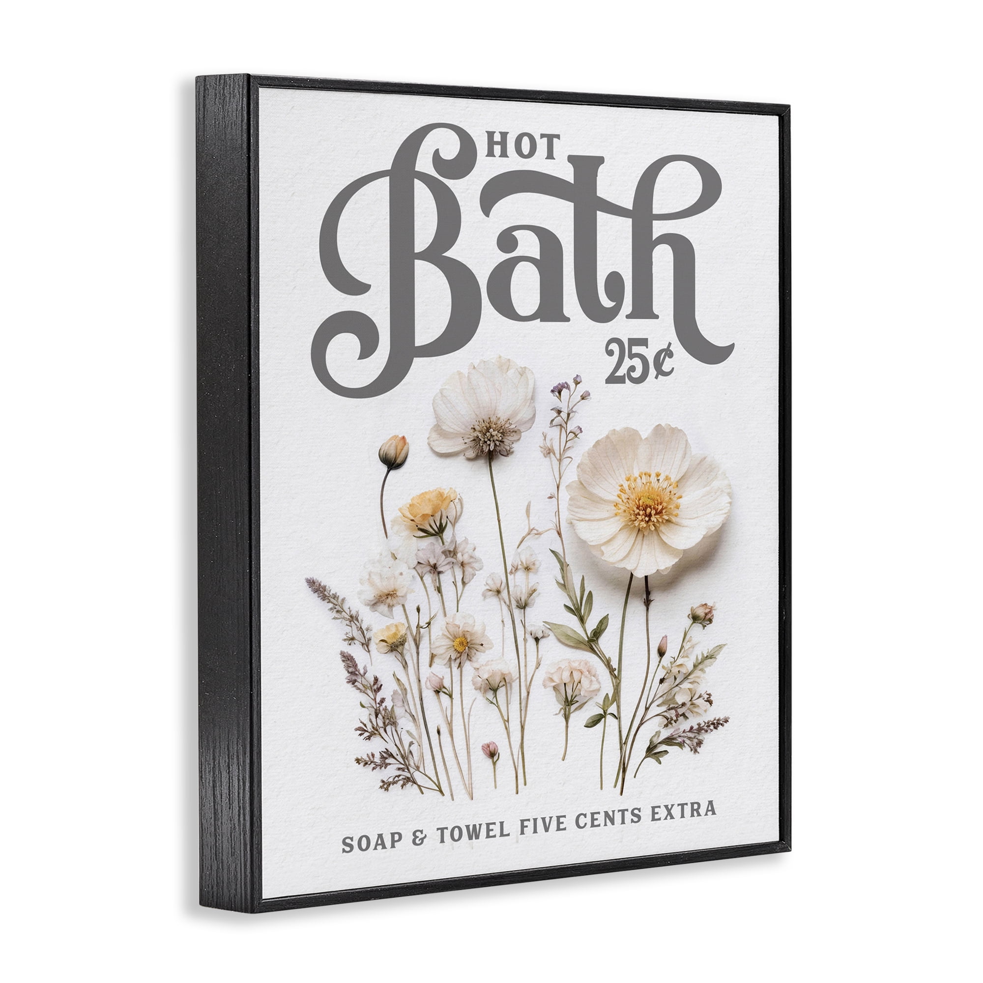 Pressed Flowers Hot Bath Black Framed Giclee Art, design by Lettered and Lined