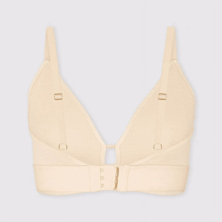 All.You. LIVELY Women's Busty Stripe Mesh Bralette - Size 1: 32DD-DDD,  34D-DD, Toasted Almond 