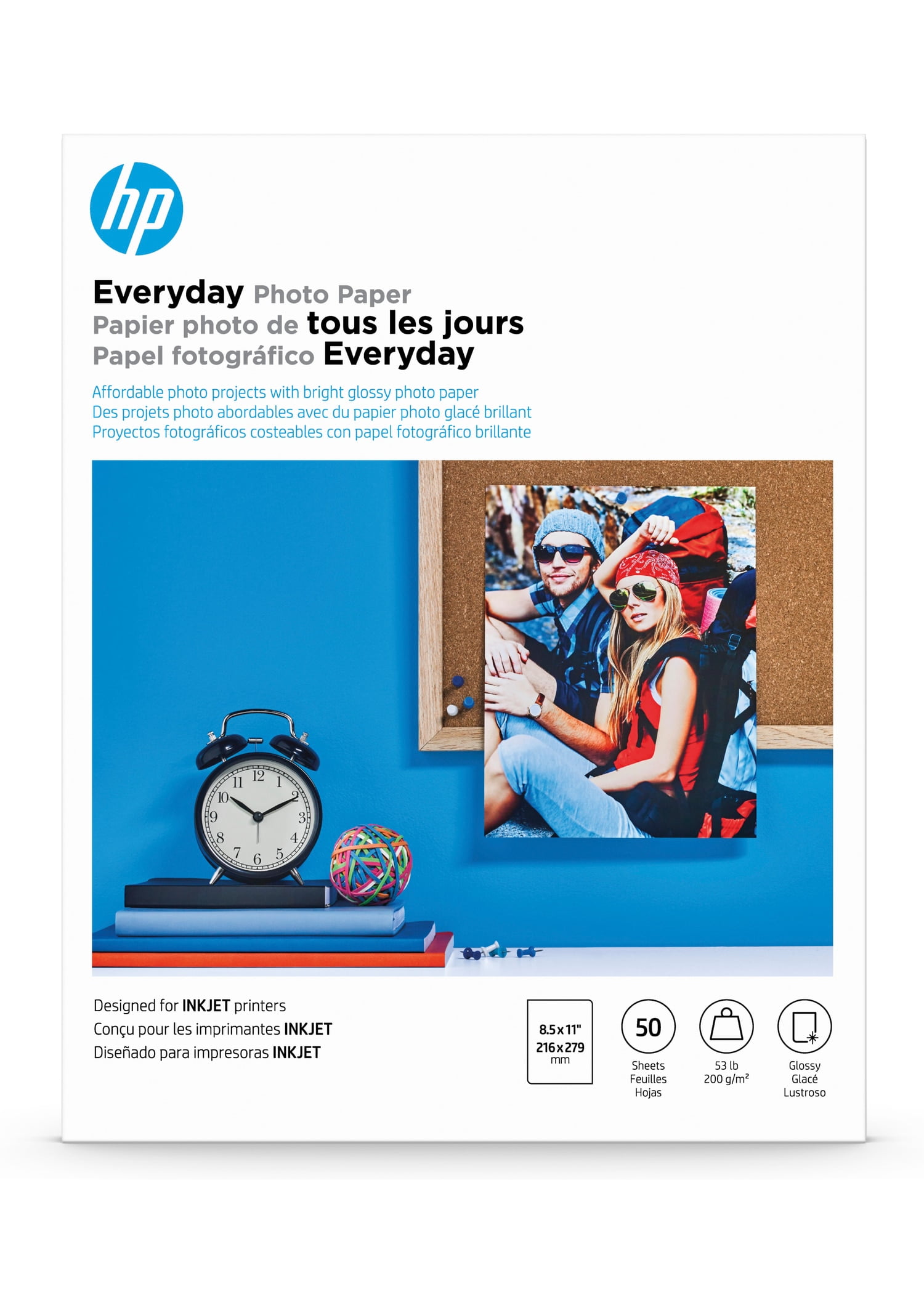 HP Everyday Photo Paper, 8 mil, 8.5 x 11, Glossy White, 50/Pack HEWQ8723A
