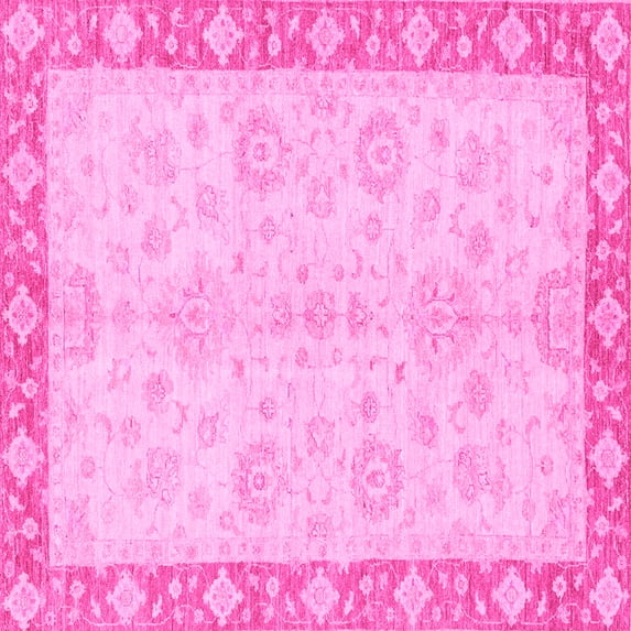 Ahgly Company Indoor Square Abstract Pink Modern Area Rugs, 3' Square