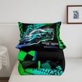 thumbnail image 5 of Race Car Bedding Sets Racing Car Comforter Set Black Green Blue Ombre Checkered Down Comforter,Extreme Sports Quilt Duvet Sports Car Theme Room Decor 2 Pcs, 5 of 7