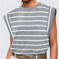 thumbnail image 5 of YUEVORA Striped Sleeveless Tops for Women, Crew Neck Cap Sleeve Tops for Women, Casual Loose Fit Summer Tops, Basic Classic Striped Daily Office Wear T Shirts for Women, 5 of 7