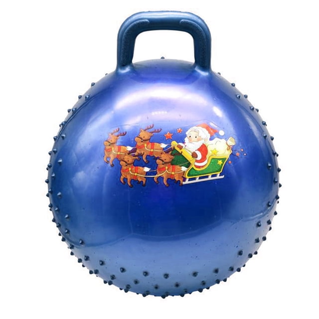 Christmas Theme Yoga Ball Lightweight Anti-slip PVC Handle Hopper Ball for Exercise