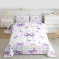 thumbnail image 2 of Homewish Kawaii Purple Ribbon Full Size Comforter Sets for Kids, Princess Bow-tie Bow Bedding Comforter Set, Cute Watercolor Bowknot Reversible Bedding Sets, Luxury Bedroom Decor, 3-Piece, 2 of 8