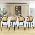 thumbnail image 3 of ANMINY Swivel Rattan Bar Stools, 29" Counter Height Set of 4, Upholstered Chairs Barstools with Full Back and Metal Legs Modern PU Fabric Seat for Kitchen Island, 3 of 11