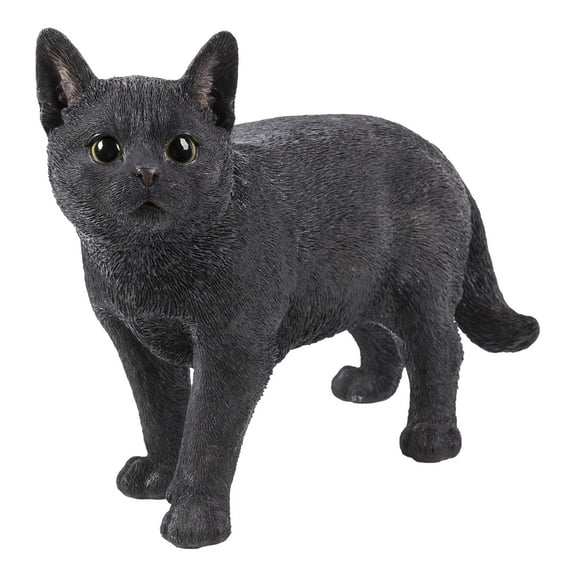 Hi-Line Gift 87757-L Black Cat Walking Looking Left Statue