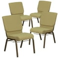 thumbnail image 3 of 4 Pk. HERCULES Series 18.5''W Cinnamon Fabric Church Chair with 4.25'' Thick Seat, Book Rack - Gold Vein Frame, 3 of 4