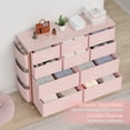 thumbnail image 7 of Jojoka 10-Drawer Dresser Chest of Drawers for Bedroom, Fabric Storage Organizer With Wood Top, Side Pockets & Hooks Cabinet for Living Room, Entryway, Hallway, Closet, Girl Pink, 7 of 7