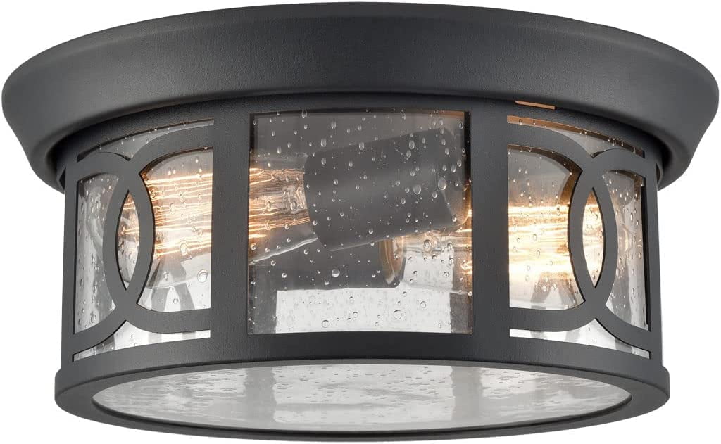 2Light Outdoor Indoor Ceiling Light Fixture Flush Mount Modern Porch