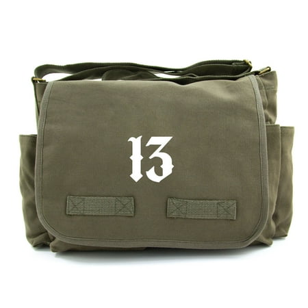 Lucky Number 13 Army Heavyweight Canvas Messenger Shoulder