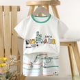 thumbnail image 2 of Floleo Kids Summer Cotton Short Sleeve Tee and Shorts Set Cute Dinosaur Car Graphic Round Neck Casual 2 Piece Outfit for Play School Daily Wear, 2 of 5