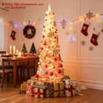 thumbnail image 5 of GVN 6ft Pre-lit Artificial Christmas Trees with Snow flocked, Xmas Decoration Tree for Indoor, Outdoor, Holiday Decor, Pink, 5 of 7
