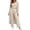 Beige, variant on 3 Piece Lounge Set for Women Solid Color Plus Size Crew Neck Long Sleeve Long Cardigan Tank Tops Elastic Waist Long Pants Winter Casual Loose Lounge Sets Sleepwear