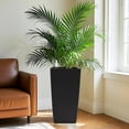 thumbnail image 2 of Vigo huseeo 2-Pack 22” Tall Planter, Self-Watering Pots for Indoor/Outdoor Planters with Drain Holes, Water Level Monitor, Inner Bucket, Black Rattan Square, 2 of 9