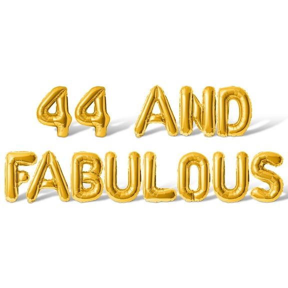 Letter & Number Balloons - 44 AND FABULOUS 16" Inch Alphabet Letters Foil Mylar Balloon Birthday Party Banner (Gold)