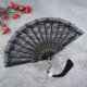 thumbnail image 4 of Abanico de encaje clásico de Lolita, foto de pasarela de cheongsam, abanico plegable, abanico de encaje oscuro, 4 of 6