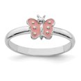 thumbnail image 1 of 925 Sterling Silver Rhodium-plated Plated Child's Enameled Butterfly Ring, 1 of 3
