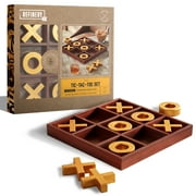 REFINERY AND CO. 10 Piece Premium Solid Wood Tic-Tac-Toe Board Game, Giant Gold 14 Outdoor/Indoor Party Set Toy For Children/ Adults,