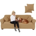 thumbnail image 1 of Jinamart Housse Extensible Élastique pour Canapé 3 Places, 1 Pce (Sable, Grand), 1 of 7