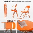 thumbnail image 4 of Matlabin 8-Pack Folding Chairs All Steel Metal Frame, Capacity 350 lbs, Durable Portable and Versatile for Outdoor Use, Orange, 4 of 8