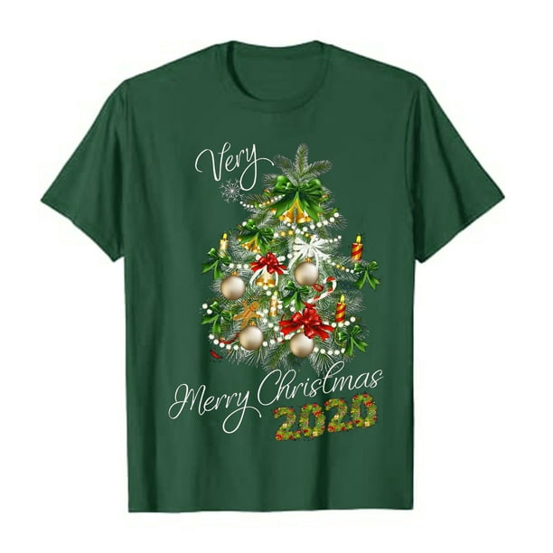 Camisas de Navidad Para Mujer, Manga Corta, Casual, Copo de Nieve de Papá Noel, Divertidas Camisetas Con Estampado Odeerbi ODB205444