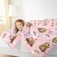 thumbnail image 4 of Manfei Lovely Sloth Full Size Comforter Sets,Jungle Wildlife Bedding Comforter Set,Pink Brown Bedding Sets For Kids Girls,Microfiber Bedroom Decor Reversible,3pcs, 4 of 8